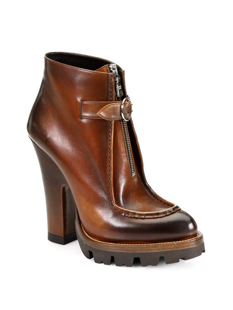 prada brown boot|Prada platform ankle boots.